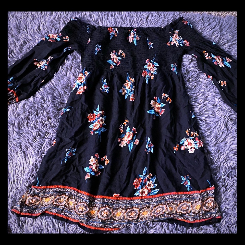 Black dress with floral print